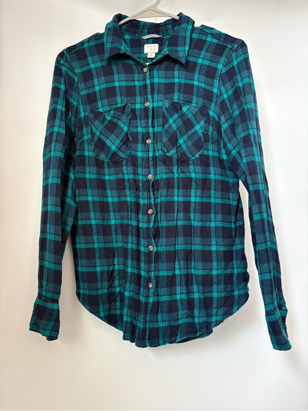 a new day Plaid Button-Down Shirt - Teal & Navy